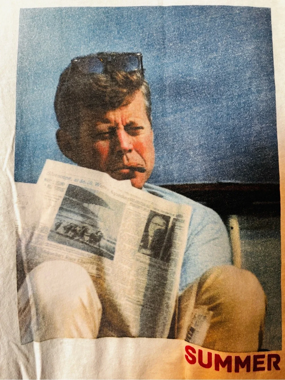 Vintage-style JFK “Summer” Graphic White Tee